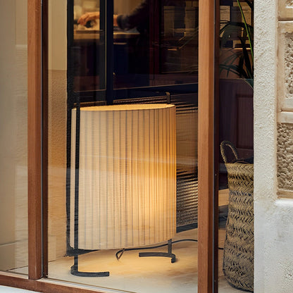 Japanese-Style Fabric Drum LED Outdoor Floor Lamp IP54 Aluminium 12W 3000K