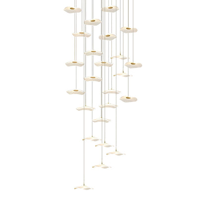 Staircase Chandelier Iron Acrylic Lotus Leaf Integrated LED Modern Retro Fixed Neutral White Dual Voltage Six Configurations 9-Light to 36-Light