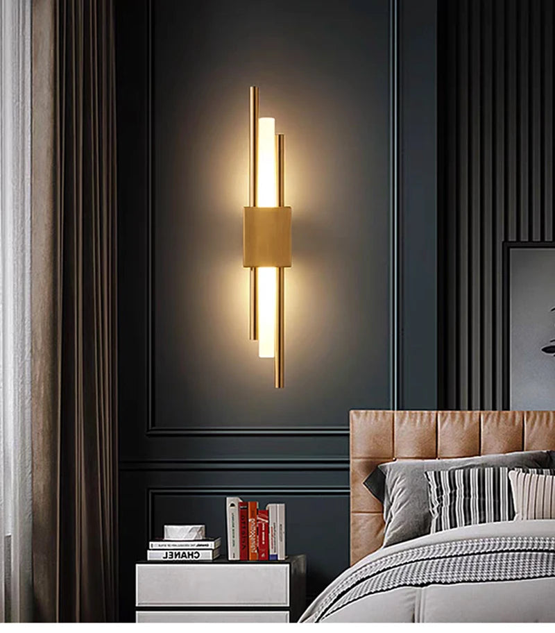 Modern Gold LED Wall Sconce Touch Dimmable Nordic Bedside Bedroom Left Right