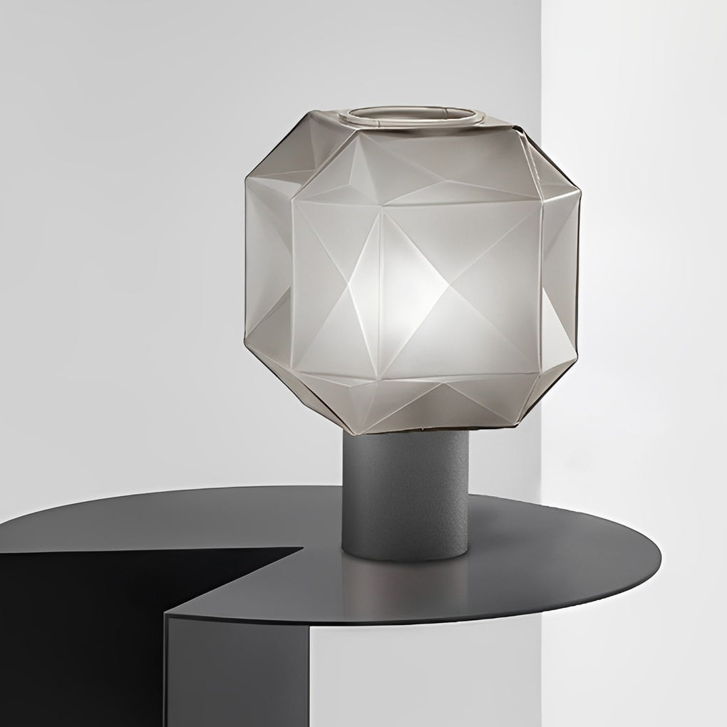 Modern Table Lamp Smoke Gray Glass Cubo Orb Multi-Refractive E27 Nordic Accent Warm White 3000K Black Brown 14 Inch