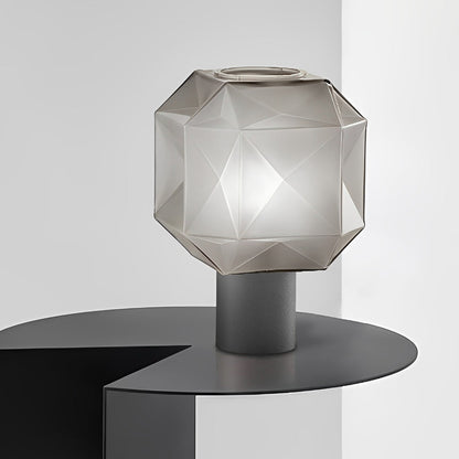 Modern Table Lamp Smoke Gray Glass Cubo Orb Multi-Refractive E27 Nordic Accent Warm White 3000K Black Brown 14 Inch