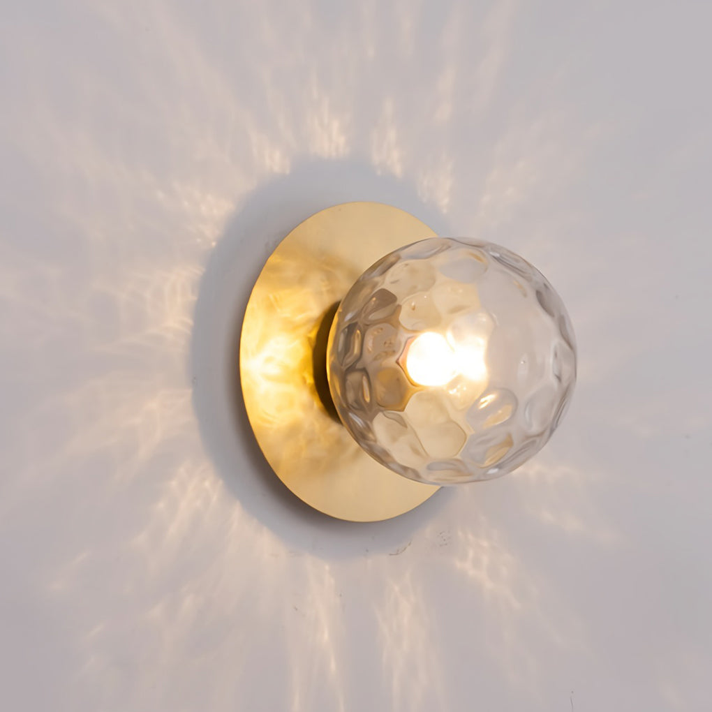 Round Glass Ball LED Wall Sconce Modern Gold Black Bedroom Living Room 12W