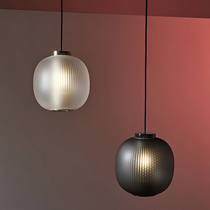 Nordic Round Glass Lantern Pendant Black White 9'' LED