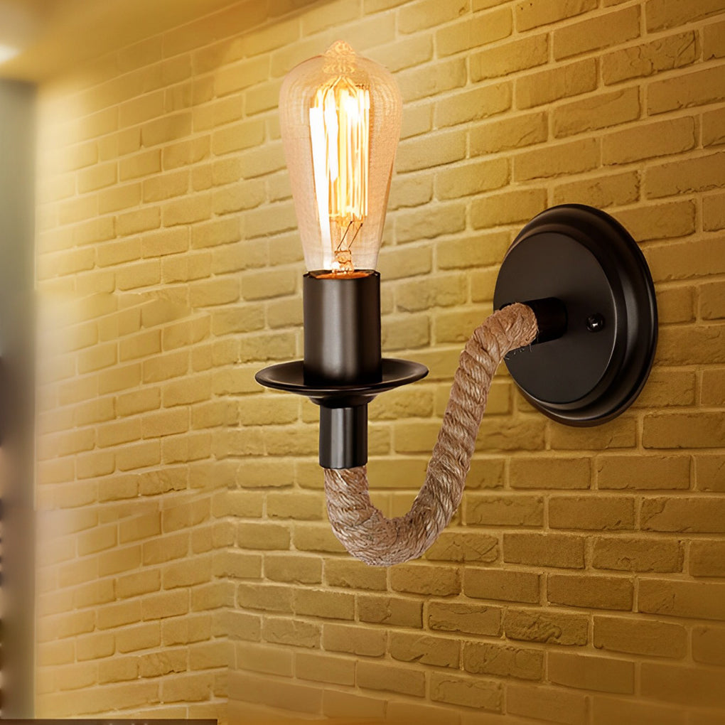 Industrial Rope Wall Sconce – Retro Iron E27 Wall Lamp Fixture