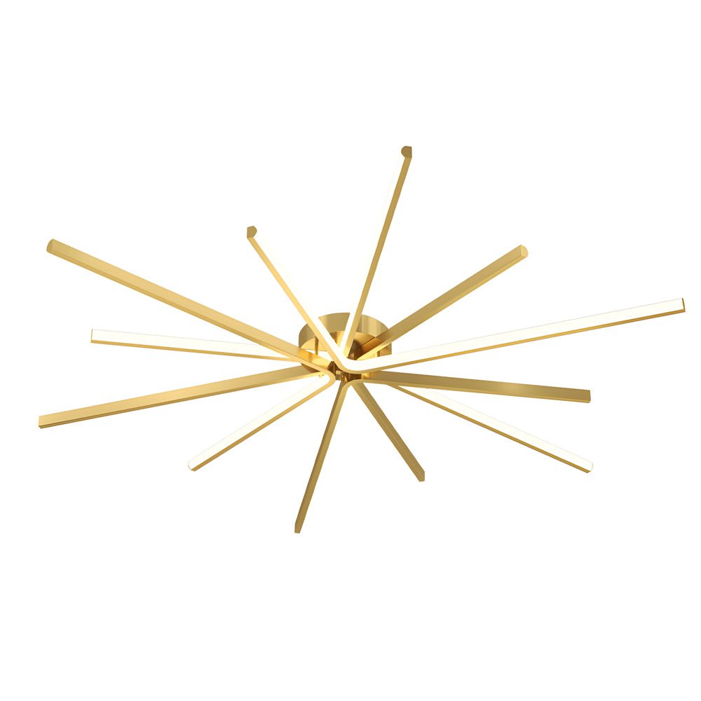 Starburst Semi-Flush Mount Ceiling Light — Modern Copper Integrated LED 6-Light Black Gold