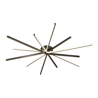 Starburst Semi-Flush Mount Ceiling Light — Modern Copper Integrated LED 6-Light Black Gold