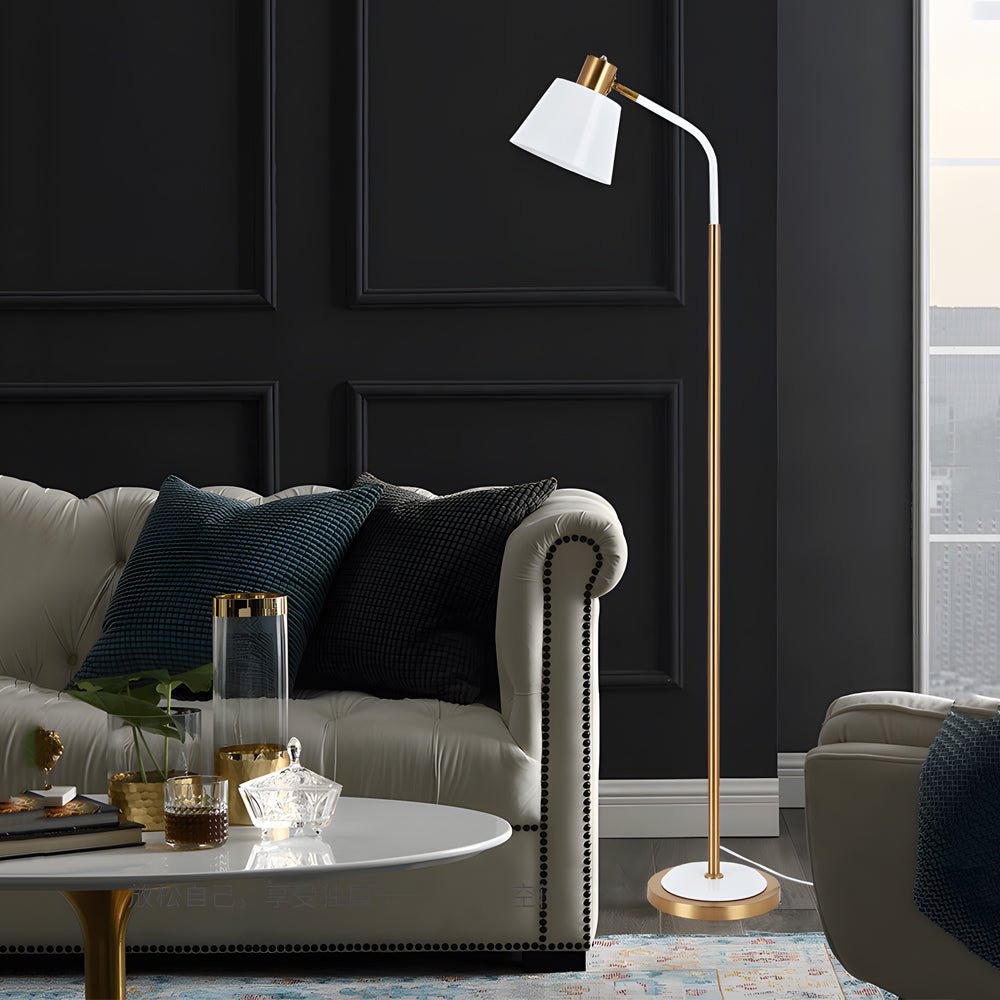Floor Reading Lamp LED Rotatable Cone Shade 3 Color Temperature Metal Black Gold White Gold European Style 62 Inch Living Room Bedroom