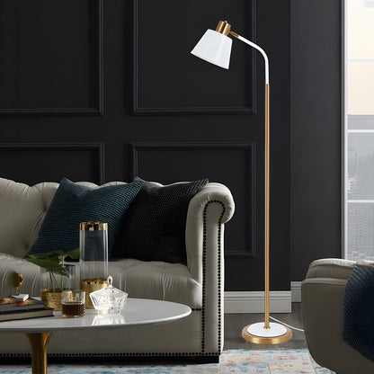 Floor Reading Lamp LED Rotatable Cone Shade 3 Color Temperature Metal Black Gold White Gold European Style 62 Inch Living Room Bedroom