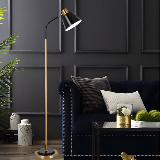 Floor Reading Lamp LED Rotatable Cone Shade 3 Color Temperature Metal Black Gold White Gold European Style 62 Inch Living Room Bedroom