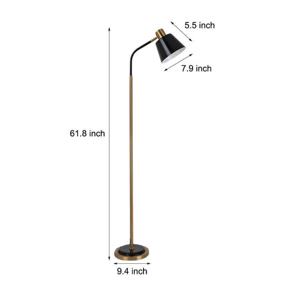 Floor Reading Lamp LED Rotatable Cone Shade 3 Color Temperature Metal Black Gold White Gold European Style 62 Inch Living Room Bedroom