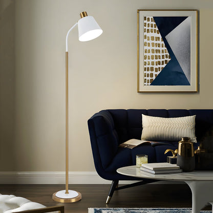 Floor Reading Lamp LED Rotatable Cone Shade 3 Color Temperature Metal Black Gold White Gold European Style 62 Inch Living Room Bedroom