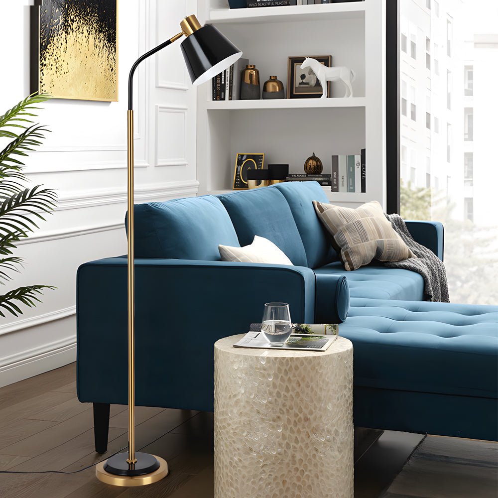 Floor Reading Lamp LED Rotatable Cone Shade 3 Color Temperature Metal Black Gold White Gold European Style 62 Inch Living Room Bedroom