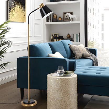 Floor Reading Lamp LED Rotatable Cone Shade 3 Color Temperature Metal Black Gold White Gold European Style 62 Inch Living Room Bedroom