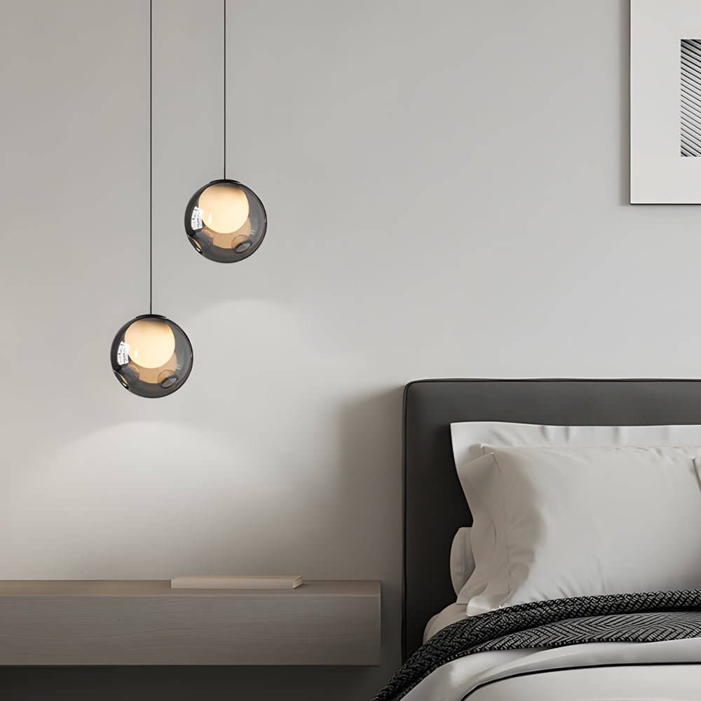 Smoke Gray Glass Bubble Globe Pendant Light
