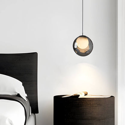 Smoke Gray Glass Bubble Globe Pendant Light