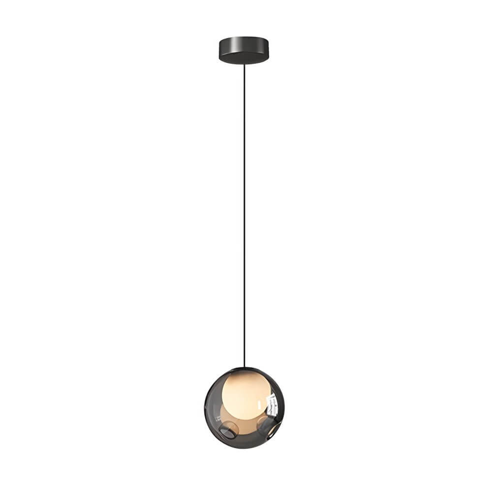 Smoke Gray Glass Bubble Globe Pendant Light