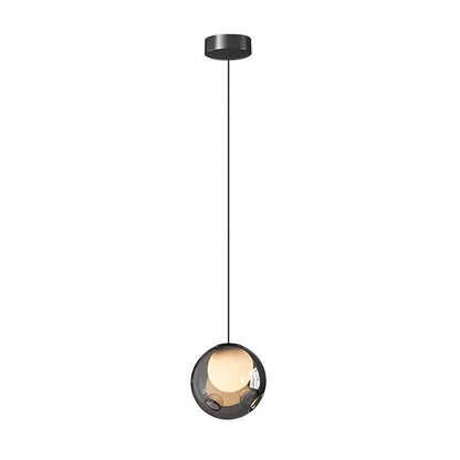 Smoke Gray Glass Bubble Globe Pendant Light