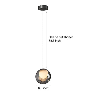 Smoke Gray Glass Bubble Globe Pendant Light