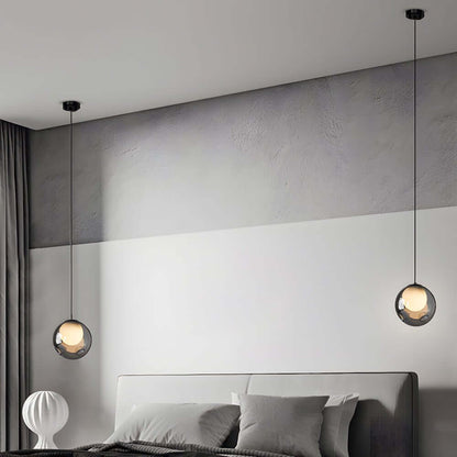 Smoke Gray Glass Bubble Globe Pendant Light