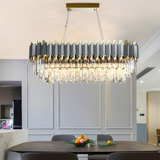 Crystal Layered Chandelier Stainless Steel Iron E14 3-Step Dimming Modern Post-Modern