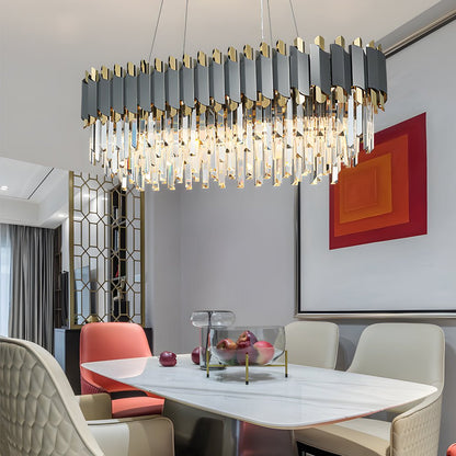 Crystal Layered Chandelier Stainless Steel Iron E14 3-Step Dimming Modern Post-Modern