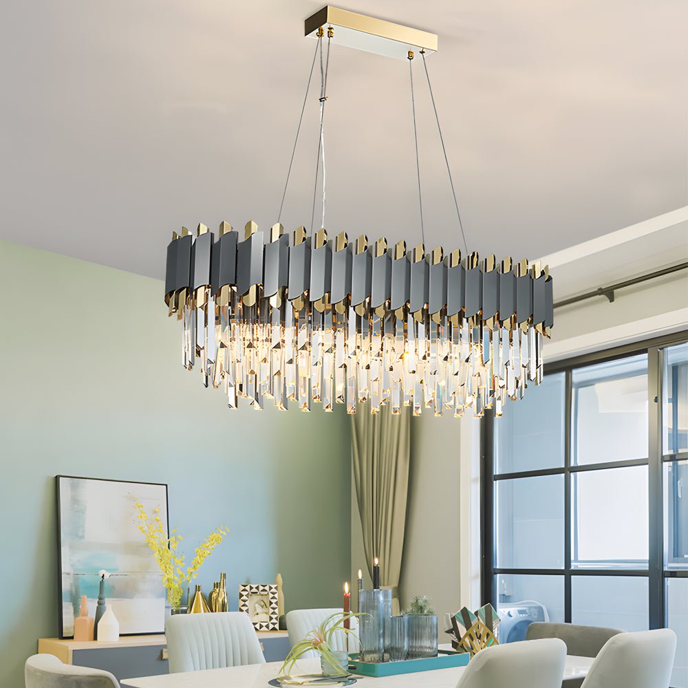 Crystal Layered Chandelier Stainless Steel Iron E14 3-Step Dimming Modern Post-Modern