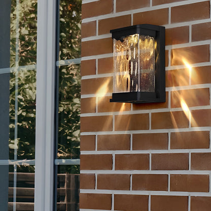 Modern Black Outdoor Wall Sconce Stone Texture Glass LED 18W IP65 95-265V