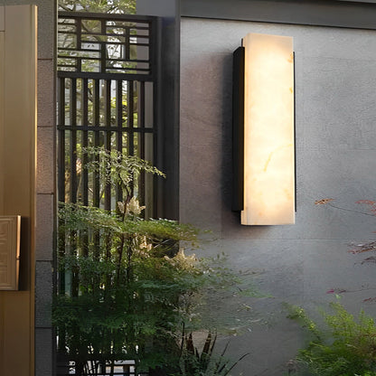 Modern Black Outdoor Wall Sconce Marble Diffuser LED IP65 3 Heights