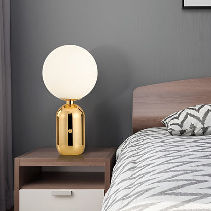 Modern Table Lamp Frosted Glass Globe Electroplated Metal Column Nordic E27 LED Gold Black 3 Sizes Up To 19.3 Inch