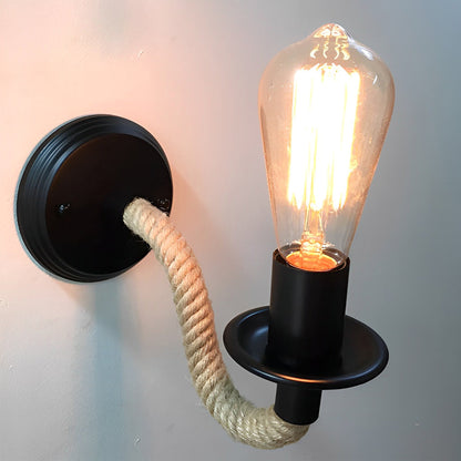 Industrial Rope Wall Sconce – Retro Iron E27 Wall Lamp Fixture