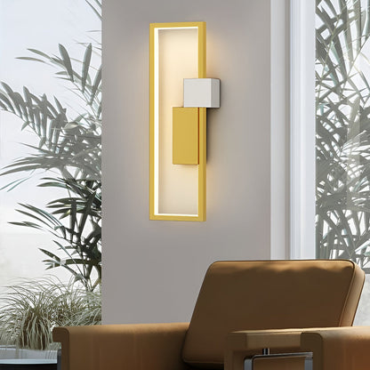 Rectangular Three-Color LED Wall Sconce Modern Nordic Bedroom Hallway Black Gold