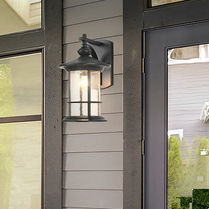 Retro Outdoor Wall Lantern Aluminum Alloy Glass E27 IP44 Waterproof Black American Garden Porch