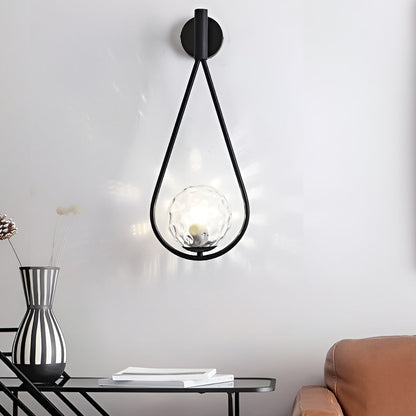 Teardrop Wall Sconce Nordic Glass Globe Iron E27 Bedroom Living Room Black Gold