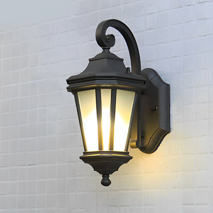 European Style Outdoor Wall Lantern Black Frosted Glass E27 2 Sizes Waterproof