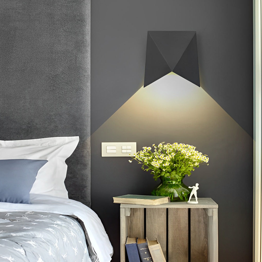 Geometric Waterproof LED Wall Sconce COB Indoor Outdoor Bedroom Hallway Accent Light Black White