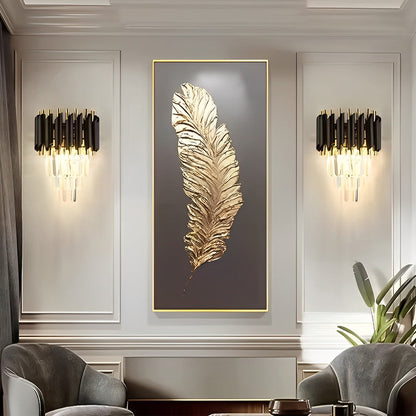 Modern Crystal Wall Sconce – Black & Gold Luxury E14 Wall Light Fixture