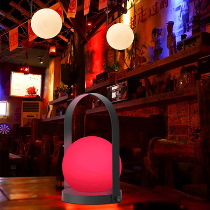 Modern Rechargeable LED Table Lamp Opal Globe Shape RGB Touch Dimmable Remote Control IP65 Black White 10 Inch