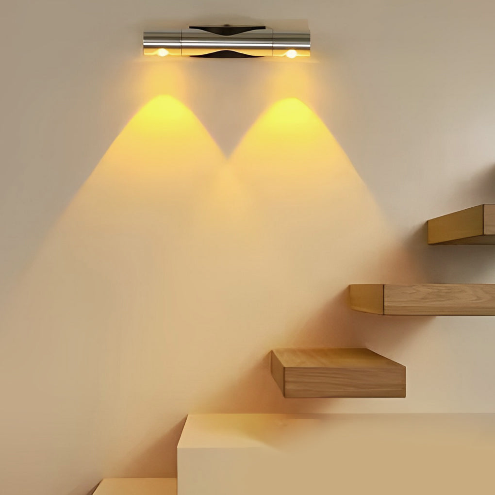 Adjustable Up Down LED Wall Washer Lamp Modern Cylindrical Staircase Hallway Living Room Black Silver