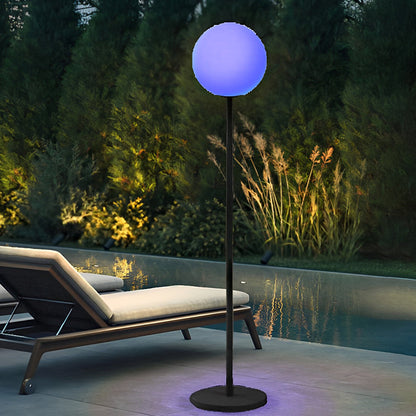 Modern Floor Lamp RGB 16 Color LED Globe App Control Dimmable Black Metal PE Shade Living Room Bedroom 60 Inch