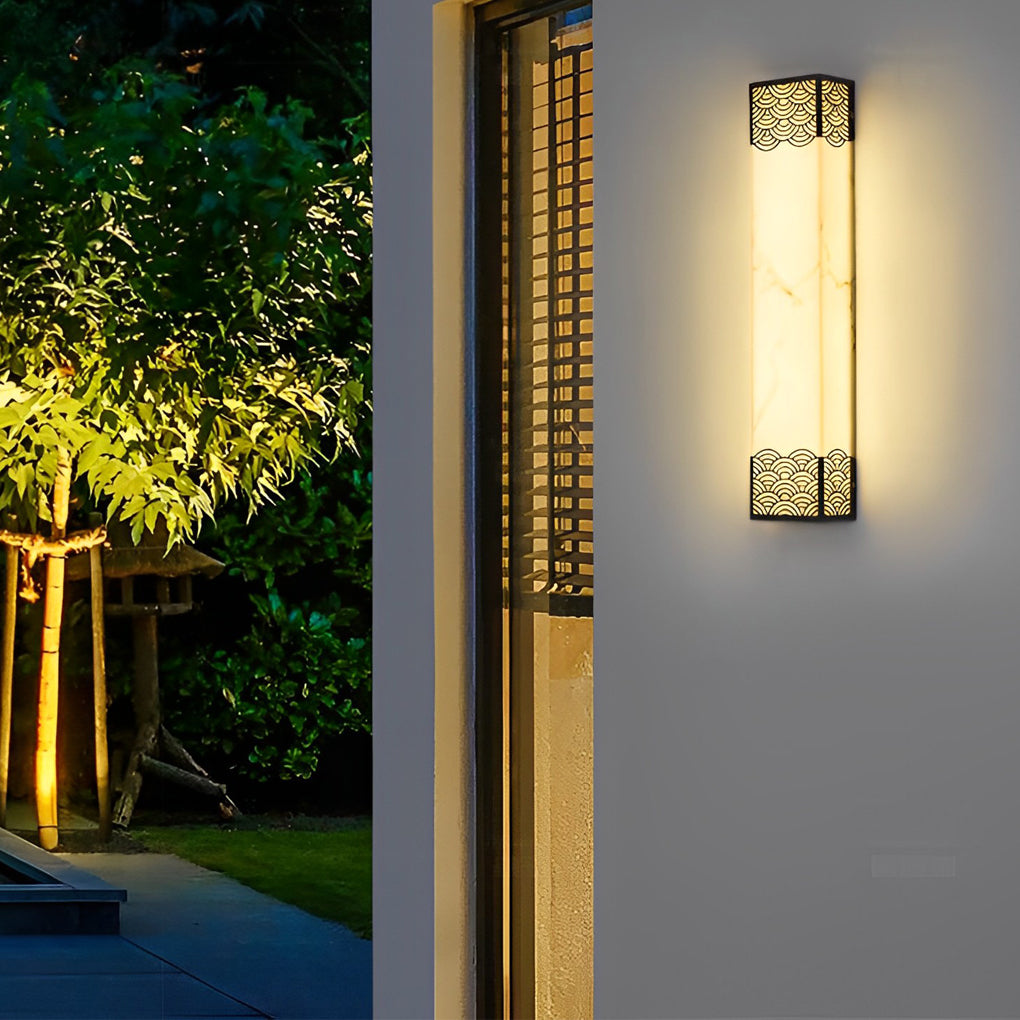Modern LED Outdoor Wall Sconce Stainless Steel Resin Lattice Shade 20W 3CCT Black Yard Gate Garden