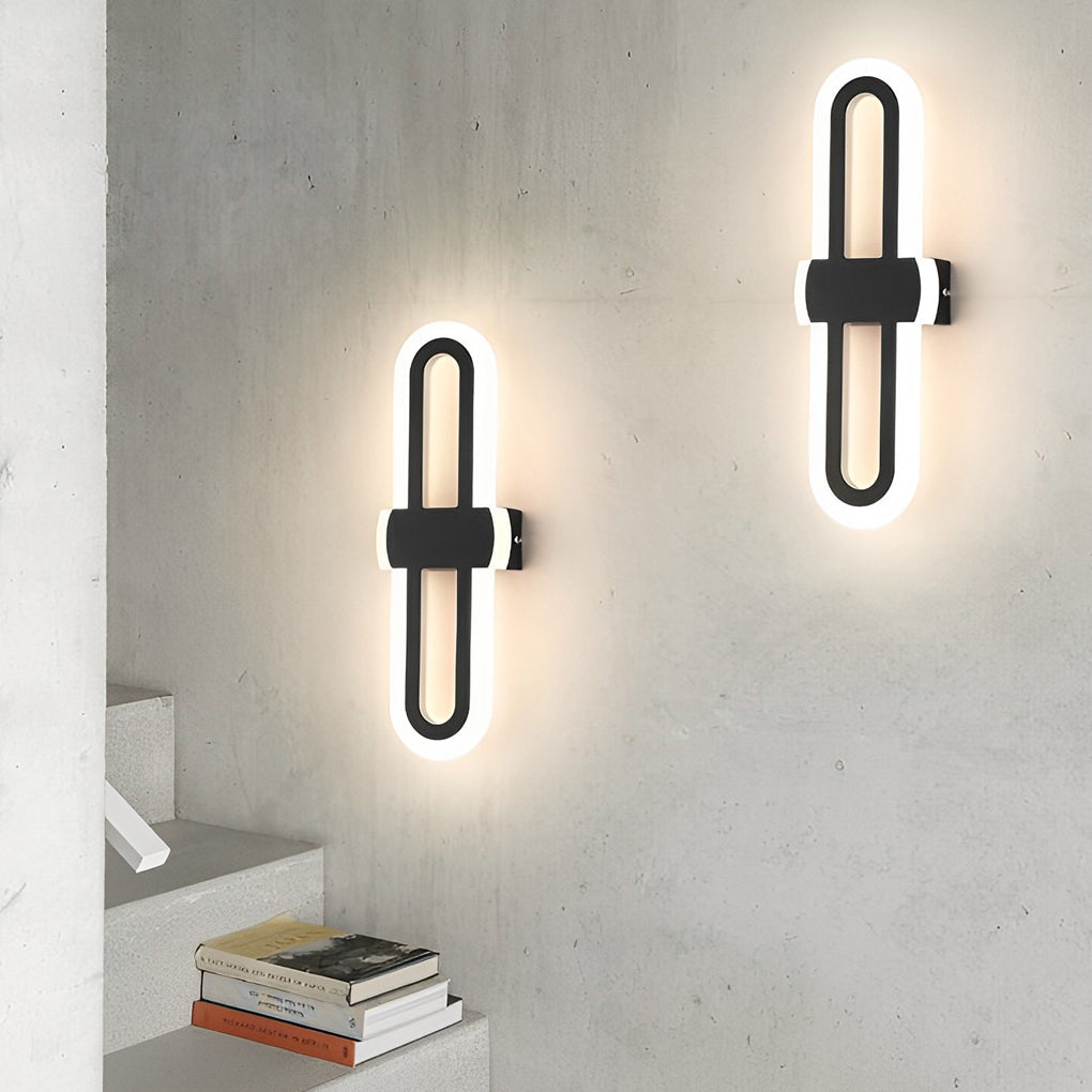 Nordic Geometric LED Wall Sconce Iron Modern Minimalist Bedroom Hallway Black White