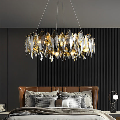 Nordalight Smoke Gray Crystal Chandelier Round Iron Oval K9 LED Modern Nordic