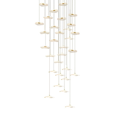 Staircase Chandelier Iron Acrylic Lotus Leaf Integrated LED Modern Retro Fixed Neutral White Dual Voltage Six Configurations 9-Light to 36-Light