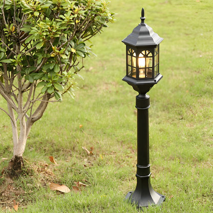 Modern Industrial Slim Post Outdoor Lamp Black or Bronze Die-Cast Aluminum Cylindrical Glass 32 Inch