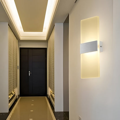 Rectangular LED Wall Sconce Acrylic Modern Minimalist Hardwired Bedroom Hallway Black Gold Silver