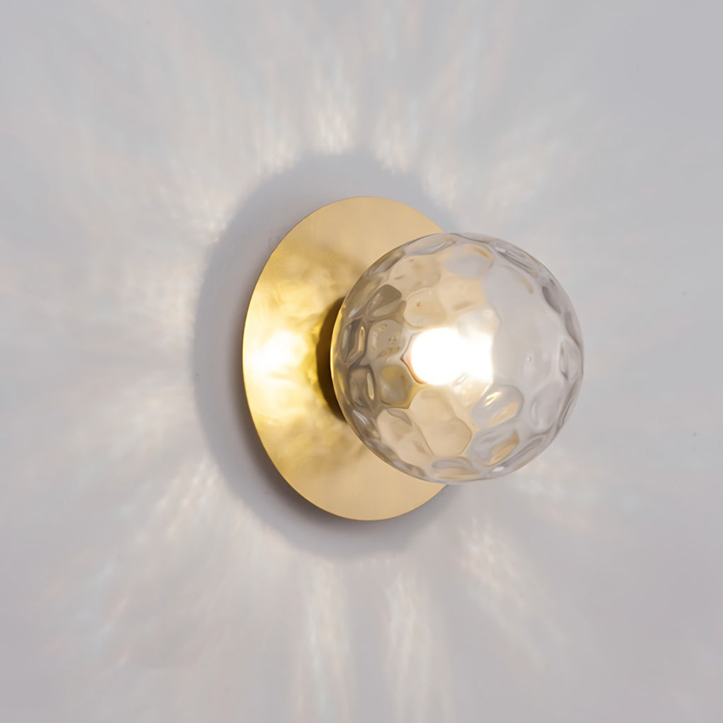Round Glass Ball LED Wall Sconce Modern Gold Black Bedroom Living Room 12W