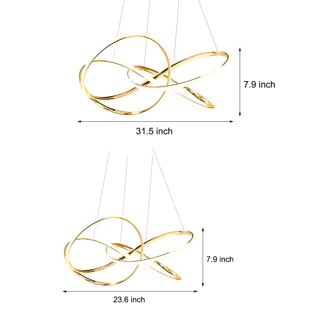 Circular Curved Lines Chandelier Aluminium Silicone LED 3000K 4500K 6000K Gold