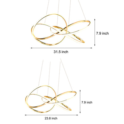 Circular Curved Lines Chandelier Aluminium Silicone LED 3000K 4500K 6000K Gold
