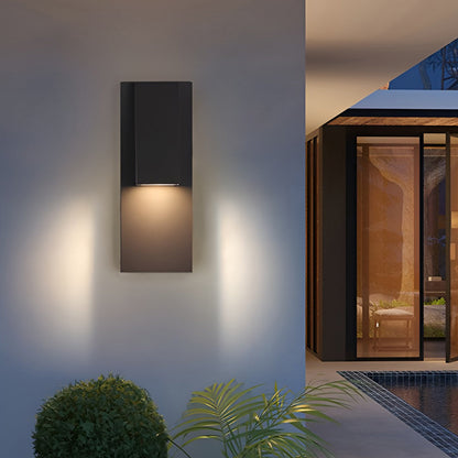 Modern LED Outdoor Wall Sconce Die-Cast Aluminum Glass Shade 18W 3000K 95-265V Black Courtyard Villa