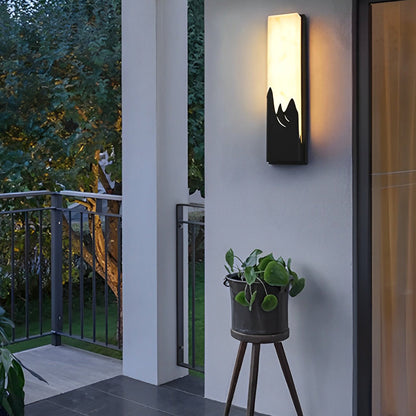 Modern LED Outdoor Wall Sconce Stainless Steel Imitation Marble Mountain Scenery IP65 3000K 2 Sizes